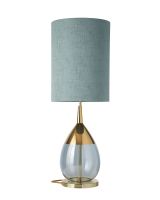 Ebb & Flow Marl Dueblå Stofskærm m/ Lute bordlampe