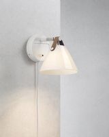 Nordlux Strap 15 - Opal/Hvid m/ brun rem